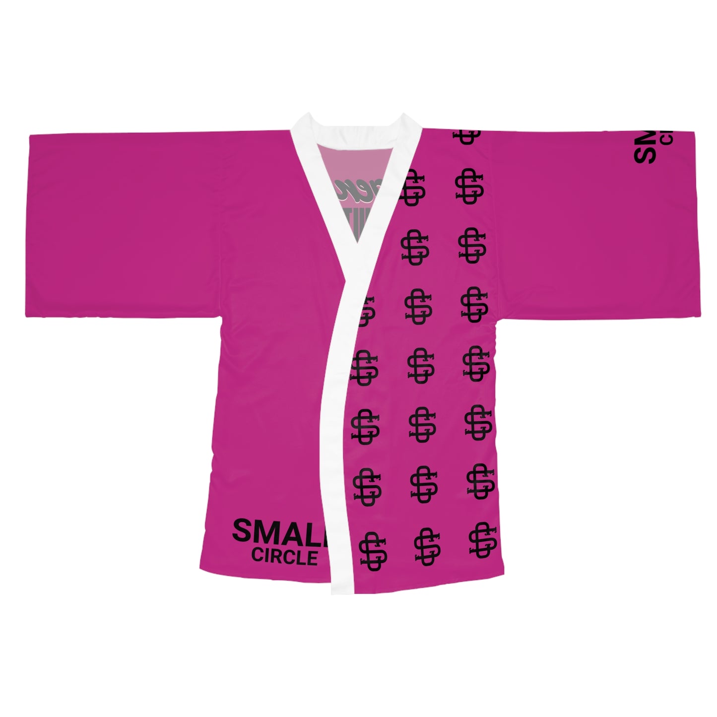 Small Circle Fuchsia Long Sleeve Kimono Robe