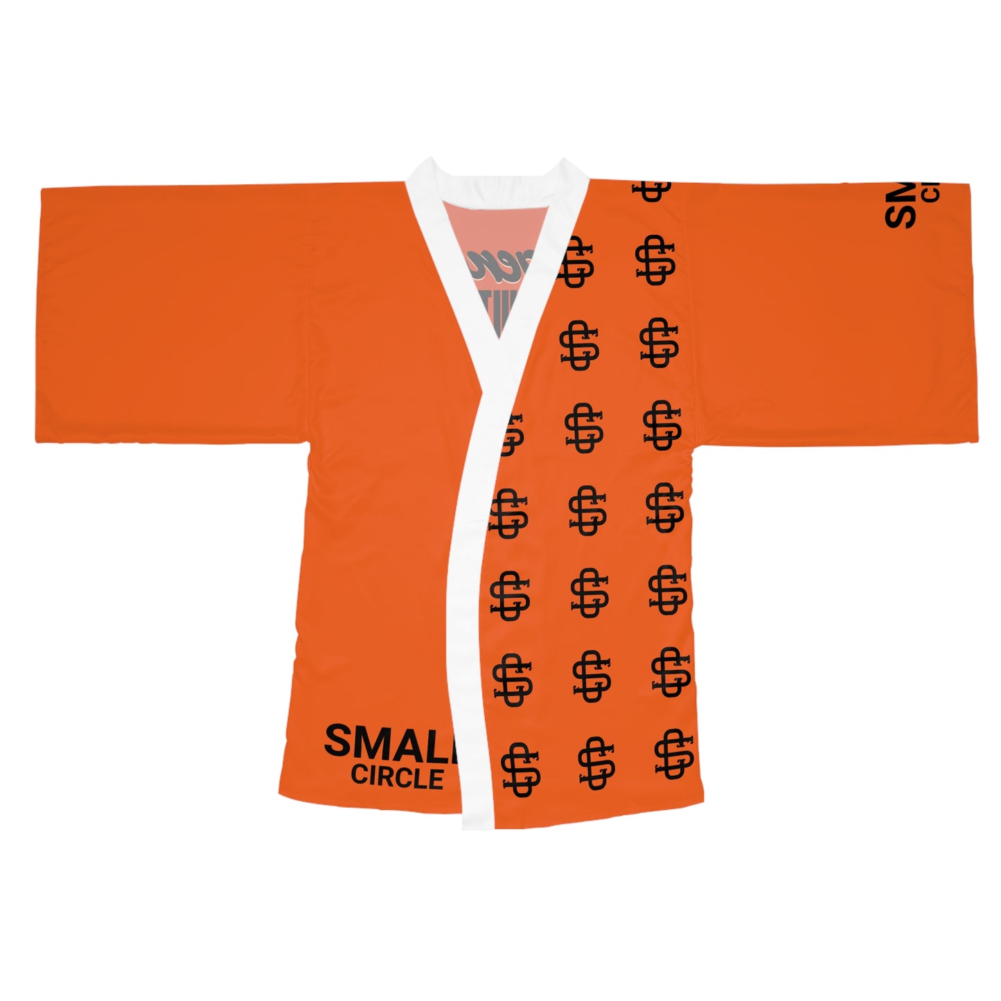 Small Orange Cherry Long Sleeve Kimono Robe
