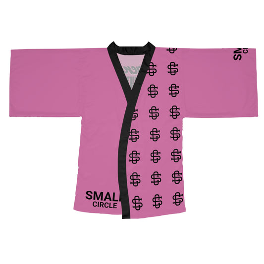 Small Circle Pink Long Sleeve Kimono Robe