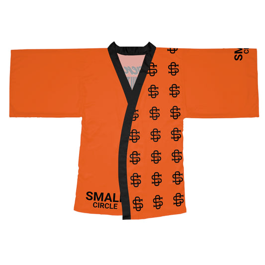 Small Orange Cherry Long Sleeve Kimono Robe